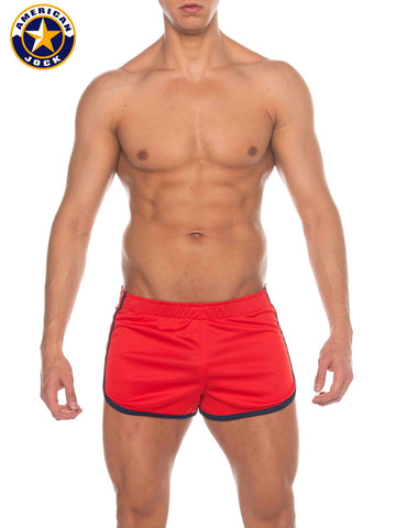 American Jock Competitor Color Block Running Short Red/Royal 8016 at  International Jock